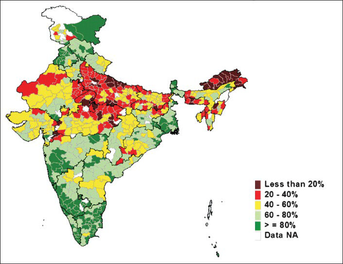 Evaluated full immunization coverage by district in India. Source: Ref. 61.